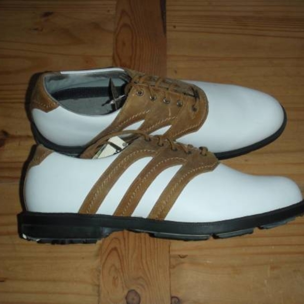 Adidas Z Traxion Tour Golf Shoes - White & Brown - Men's Size 12
